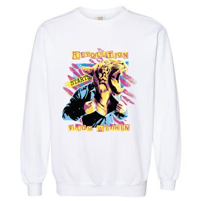 Revolution Starts From Within Lion Quote Garment-Dyed Sweatshirt