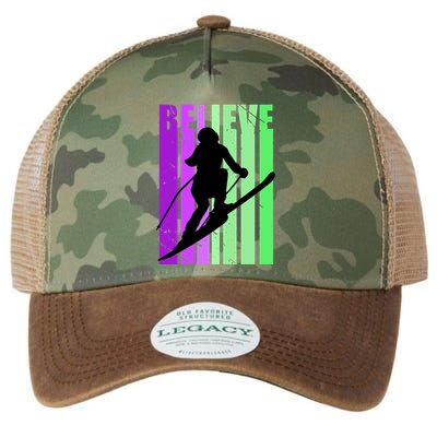 Retro Skiing Females Downhill Skiing Alpine Ski Great Gift Legacy Tie Dye Trucker Hat