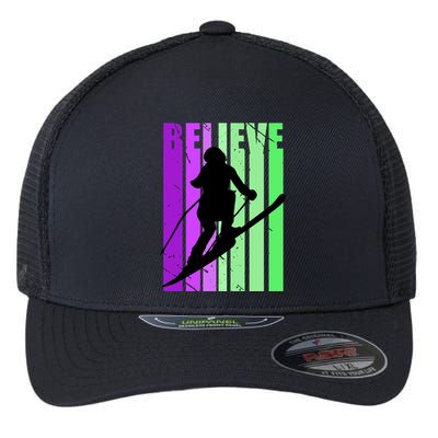 Retro Skiing Females Downhill Skiing Alpine Ski Great Gift Flexfit Unipanel Trucker Cap
