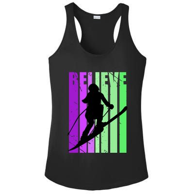 Retro Skiing Females Downhill Skiing Alpine Ski Great Gift Ladies PosiCharge Competitor Racerback Tank