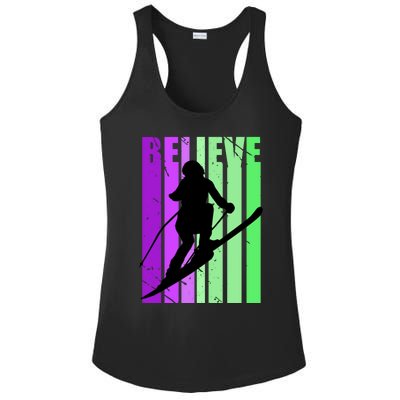 Retro Skiing Females Downhill Skiing Alpine Ski Great Gift Ladies PosiCharge Competitor Racerback Tank