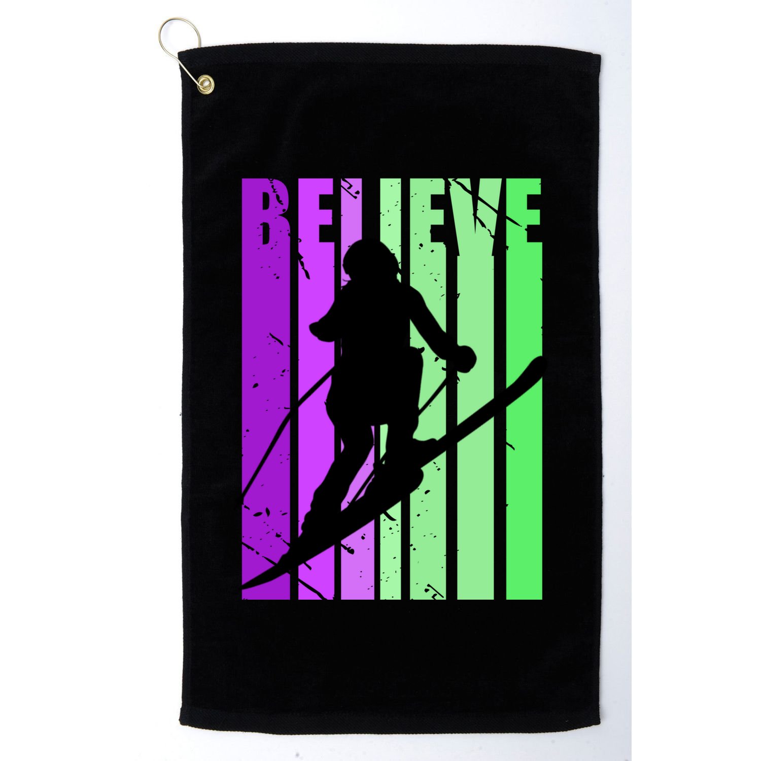 Retro Skiing Females Downhill Skiing Alpine Ski Great Gift Golf Towel