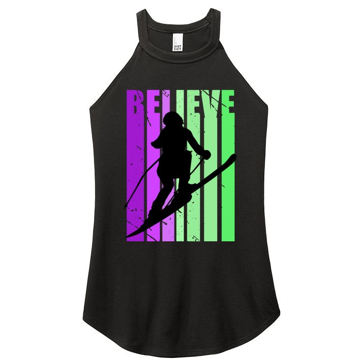 Retro Skiing Females Downhill Skiing Alpine Ski Great Gift Women's Perfect Tri Rocker Tank