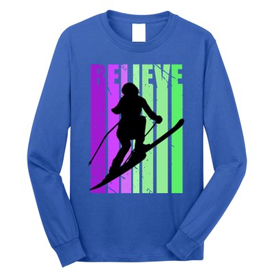 Retro Skiing Females Downhill Skiing Alpine Ski Great Gift Long Sleeve Shirt