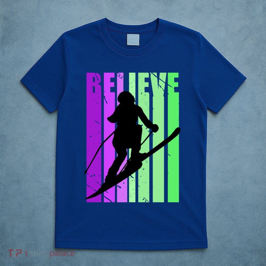 Retro Skiing Females Downhill Skiing Alpine Ski Great Gift T-Shirt