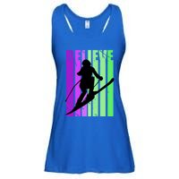 Retro Skiing Females Downhill Skiing Alpine Ski Great Gift Ladies Essential Flowy Tank