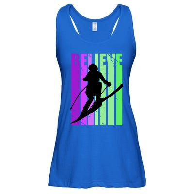 Retro Skiing Females Downhill Skiing Alpine Ski Great Gift Ladies Essential Flowy Tank