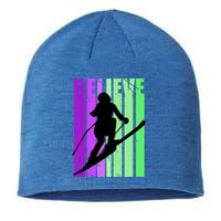 Retro Skiing Females Downhill Skiing Alpine Ski Great Gift Sustainable Beanie