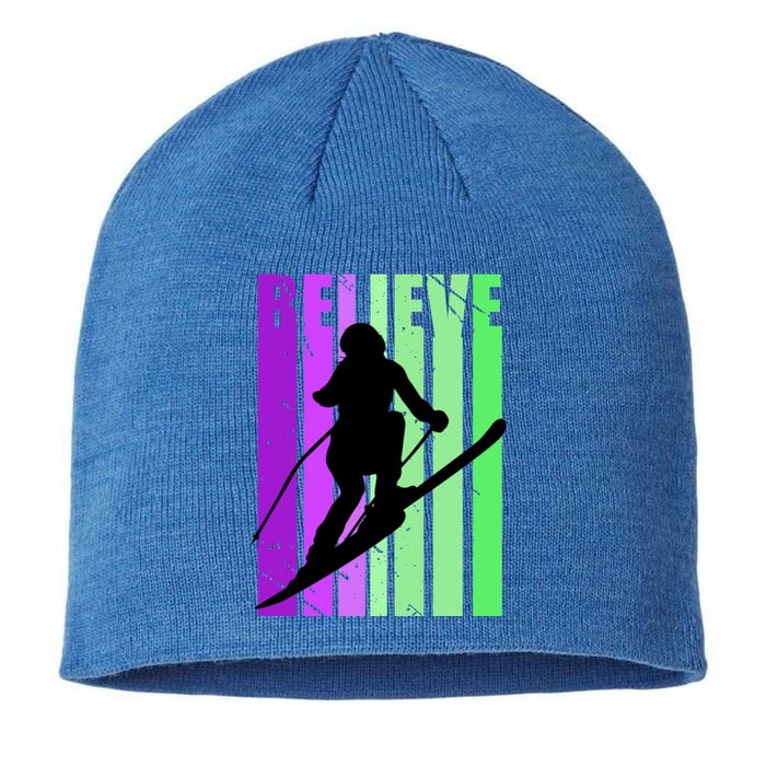 Retro Skiing Females Downhill Skiing Alpine Ski Great Gift Sustainable Beanie