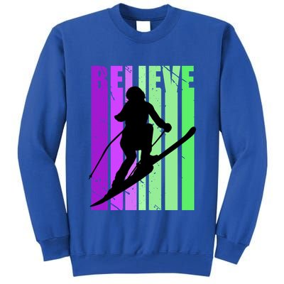 Retro Skiing Females Downhill Skiing Alpine Ski Great Gift Tall Sweatshirt