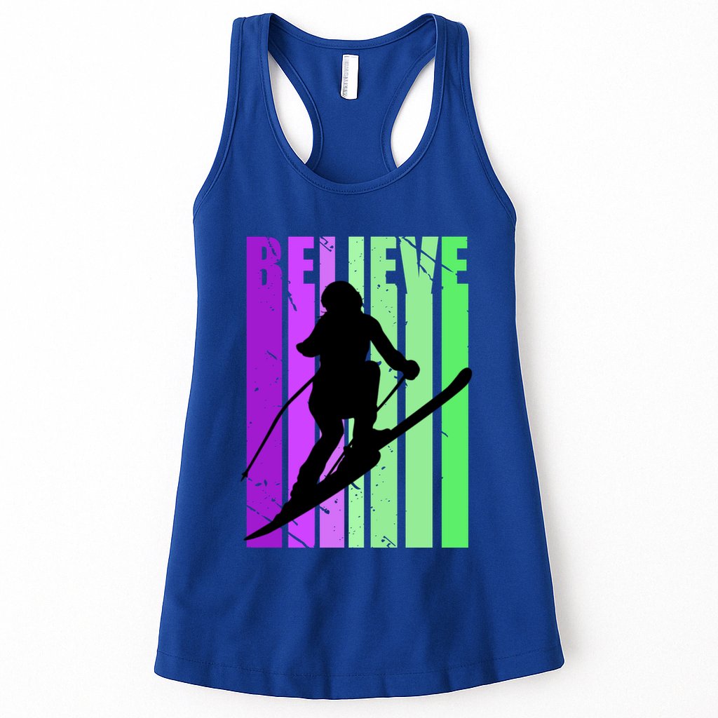 Retro Skiing Females Downhill Skiing Alpine Ski Great Gift Womens Tank Top