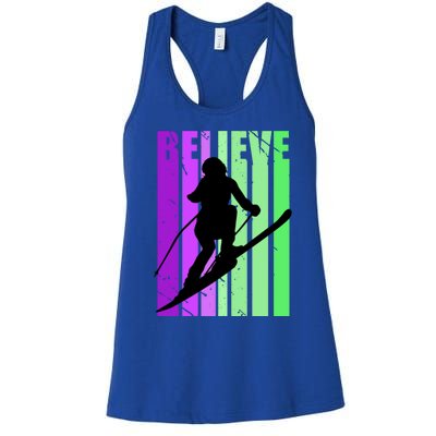 Retro Skiing Females Downhill Skiing Alpine Ski Great Gift Women's Racerback Tank