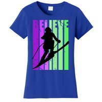 Retro Skiing Females Downhill Skiing Alpine Ski Great Gift Women's T-Shirt