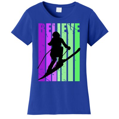 Retro Skiing Females Downhill Skiing Alpine Ski Great Gift Women's T-Shirt