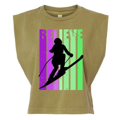 Retro Skiing Females Downhill Skiing Alpine Ski Great Gift Garment-Dyed Women's Muscle Tee