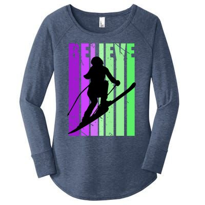 Retro Skiing Females Downhill Skiing Alpine Ski Great Gift Women's Perfect Tri Tunic Long Sleeve Shirt