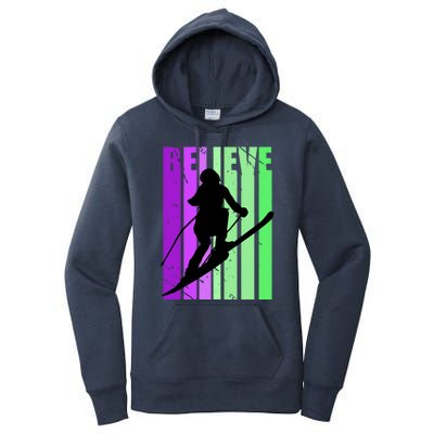 Retro Skiing Females Downhill Skiing Alpine Ski Great Gift Women's Pullover Hoodie