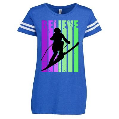 Retro Skiing Females Downhill Skiing Alpine Ski Great Gift Enza Ladies Jersey Football T-Shirt