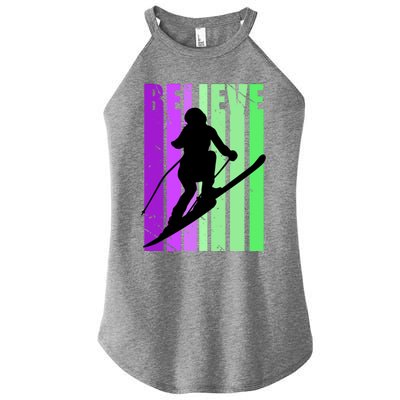 Retro Skiing Females Downhill Skiing Alpine Ski Great Gift Women's Perfect Tri Rocker Tank