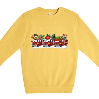 Reindeer Santa Fire Engines Firefighters Xmas Boys Gift Premium Crewneck Sweatshirt