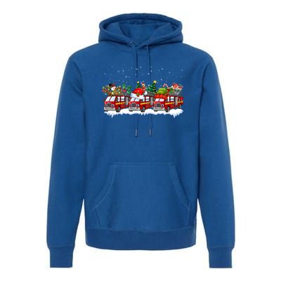 Reindeer Santa Fire Engines Firefighters Xmas Boys Gift Premium Hoodie