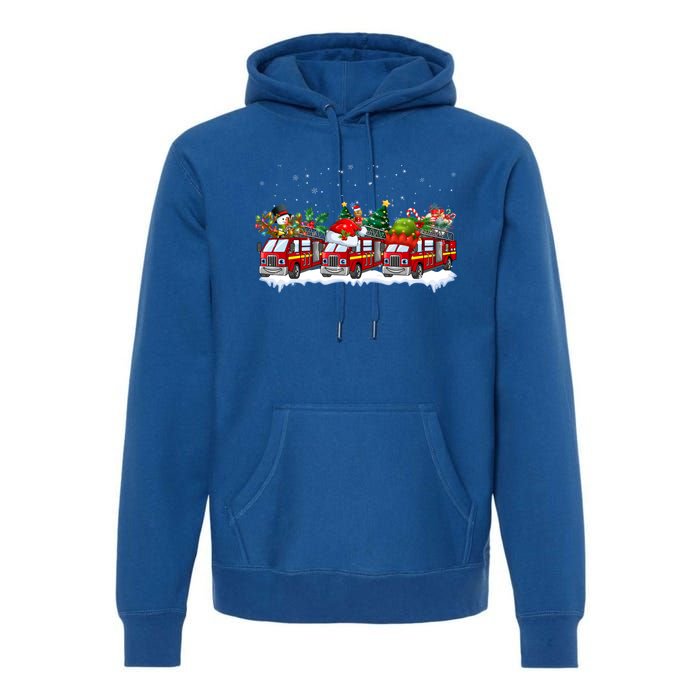 Reindeer Santa Fire Engines Firefighters Xmas Boys Gift Premium Hoodie