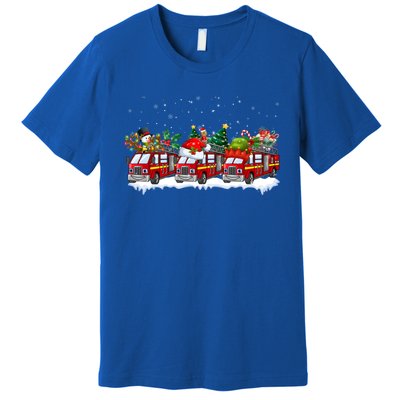 Reindeer Santa Fire Engines Firefighters Xmas Boys Gift Premium T-Shirt