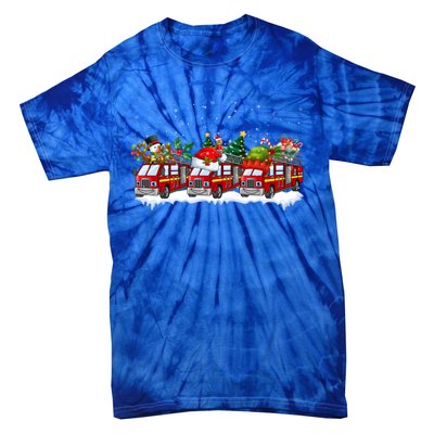 Reindeer Santa Fire Engines Firefighters Xmas Boys Gift Tie-Dye T-Shirt