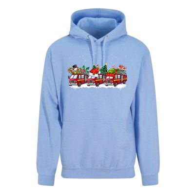 Reindeer Santa Fire Engines Firefighters Xmas Boys Gift Unisex Surf Hoodie