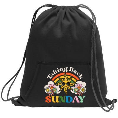 Retro Sunshine Floral Taking Rainbow Back Sunday Groovy Sweatshirt Cinch Pack Bag