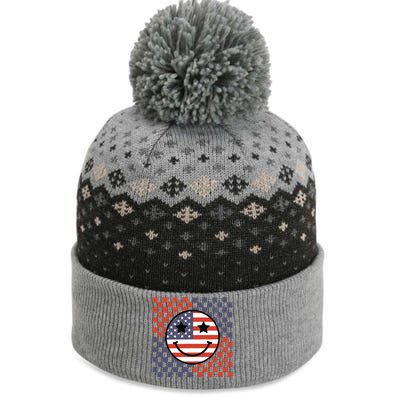 Retro Smile Face Flag The Baniff Cuffed Pom Beanie