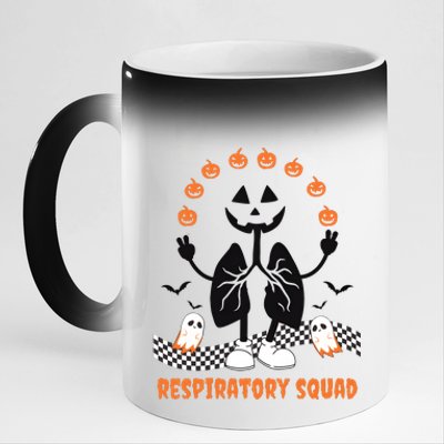 Respiratory Squad Funny Halloween Nurse 11oz Black Color Changing Mug