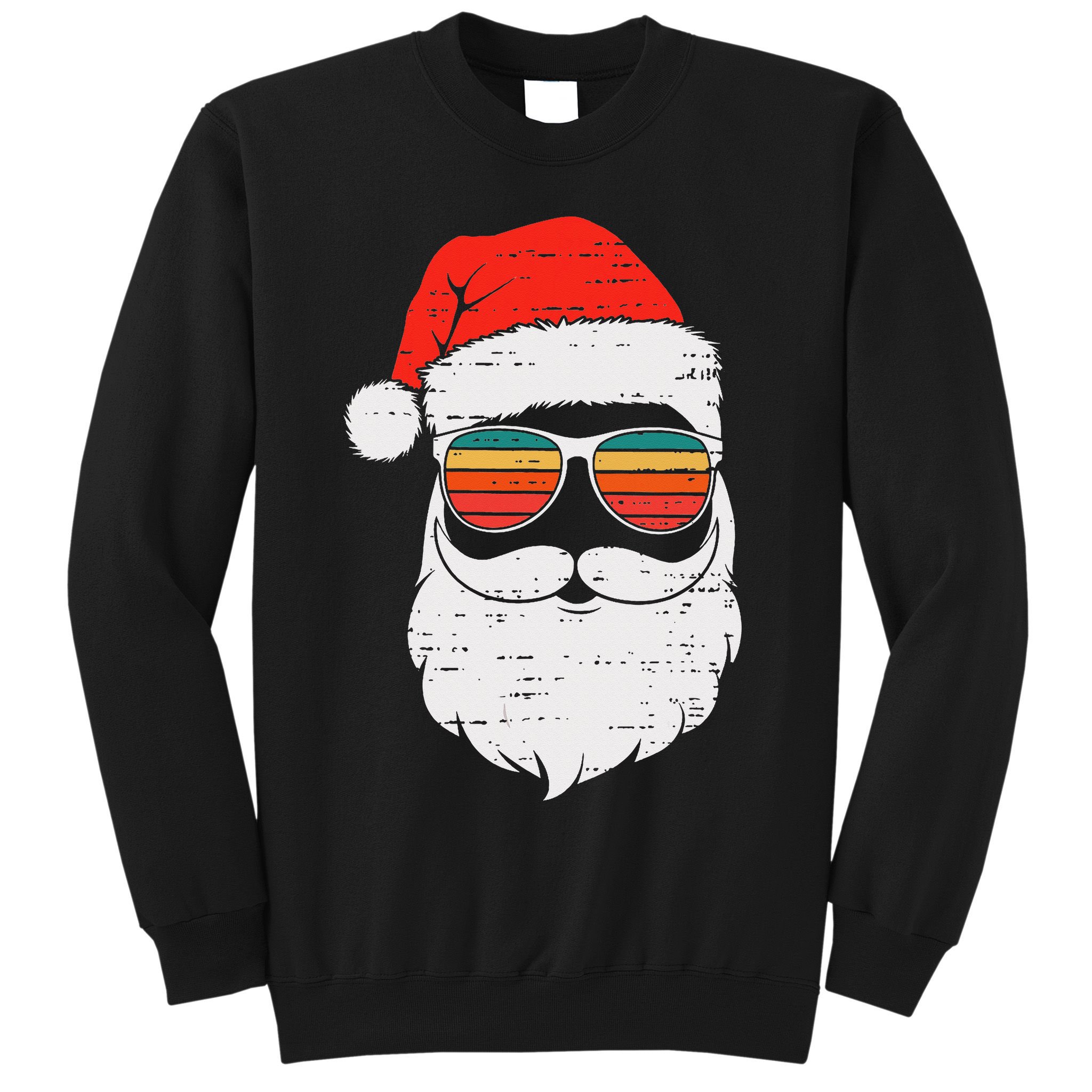 Retro Santa Face Sunglassed Christmas In July Summer Xmas Gift Sweatshirt