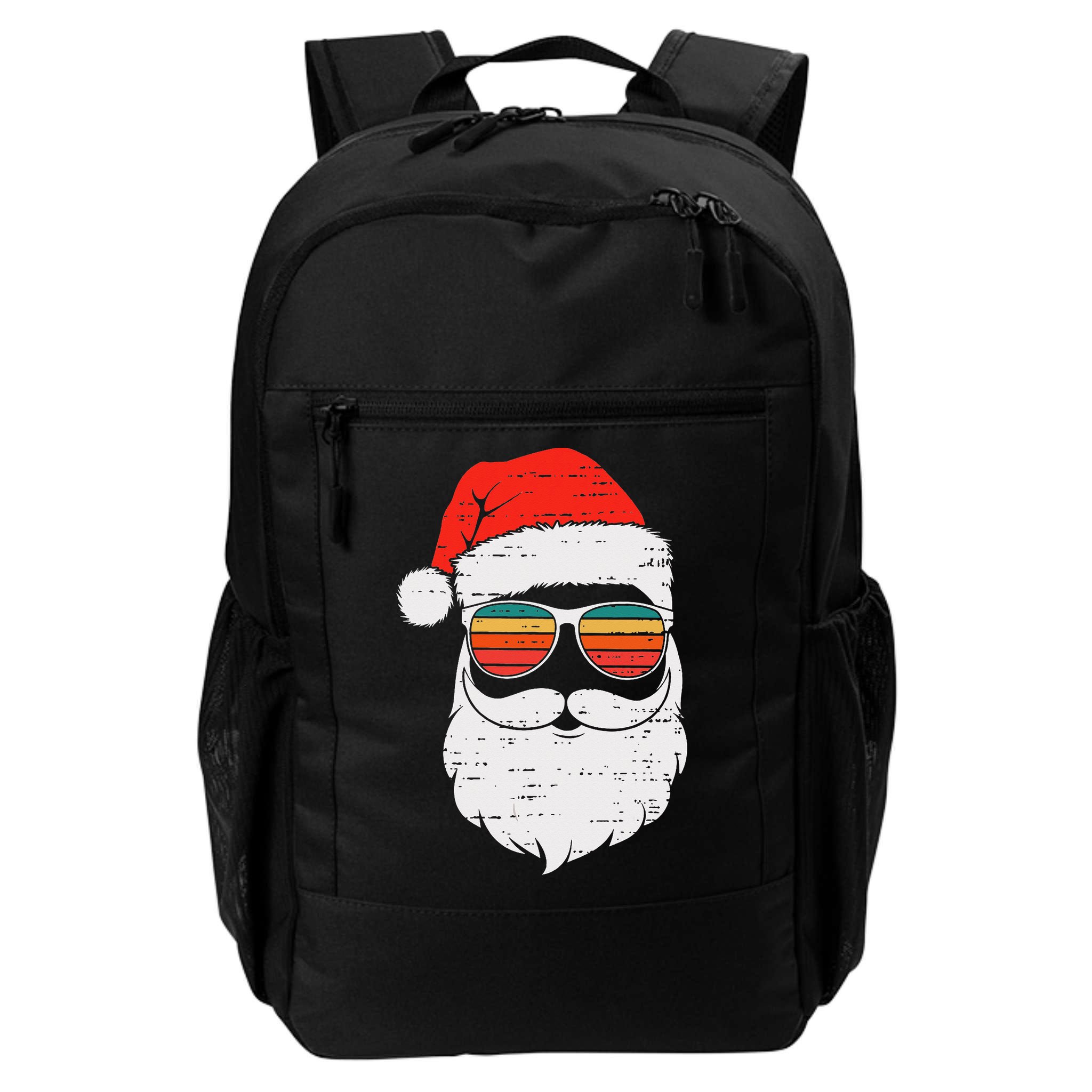 Retro Santa Face Sunglassed Christmas In July Summer Xmas Gift Backpack