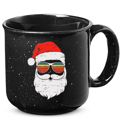 Retro Santa Face Sunglassed Christmas In July Summer Xmas Gift 15oz Campfire Ceramic Mug