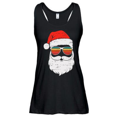 Retro Santa Face Sunglassed Christmas In July Summer Xmas Gift Ladies Essential Flowy Tank