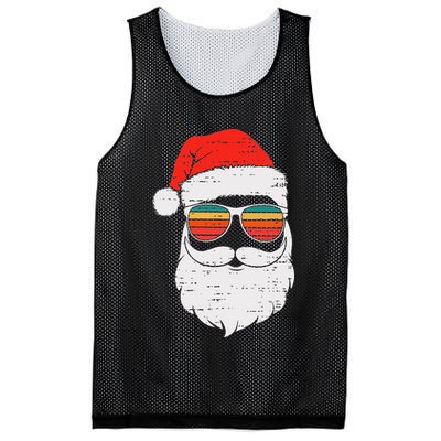 Retro Santa Face Sunglassed Christmas In July Summer Xmas Gift Mesh Reversible Basketball Jersey Tank