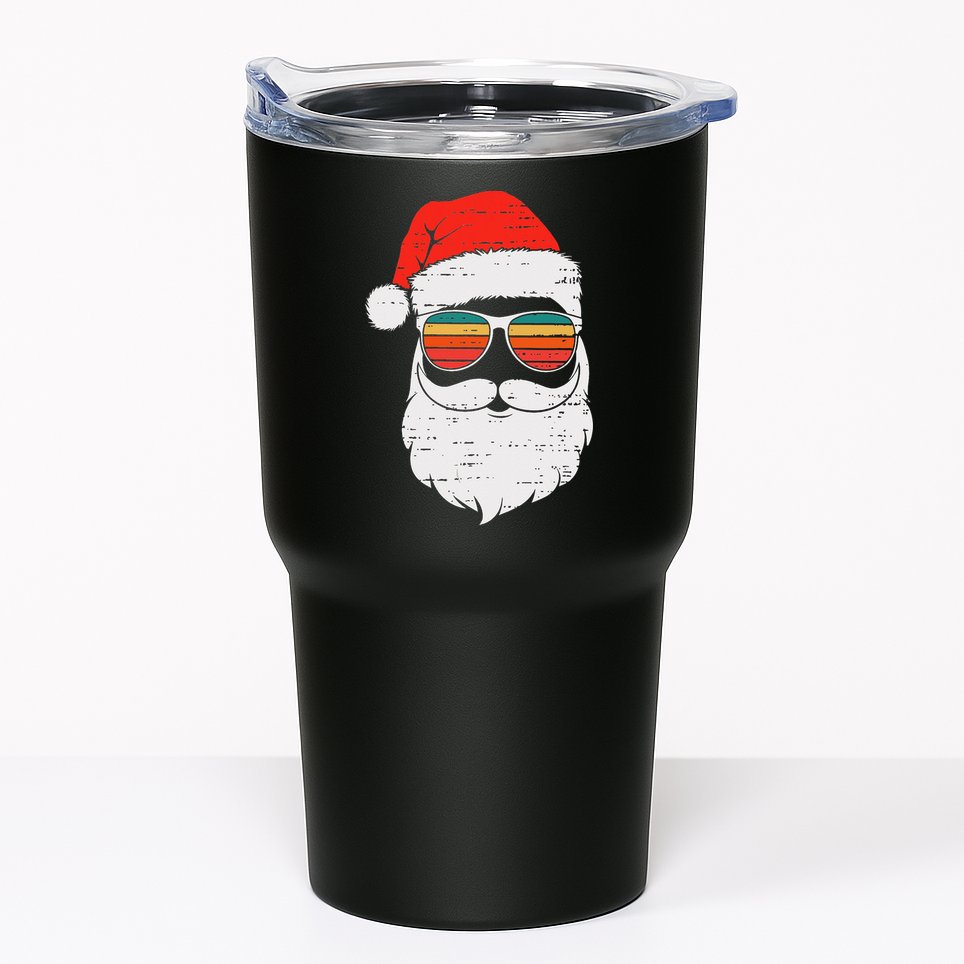 Retro Santa Face Sunglassed Christmas In July Summer Xmas Gift Tumbler