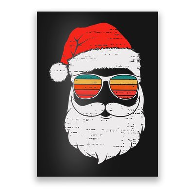 Retro Santa Face Sunglassed Christmas In July Summer Xmas Gift Poster