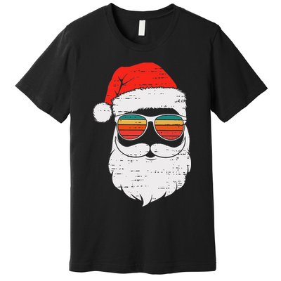 Retro Santa Face Sunglassed Christmas In July Summer Xmas Gift Premium T-Shirt