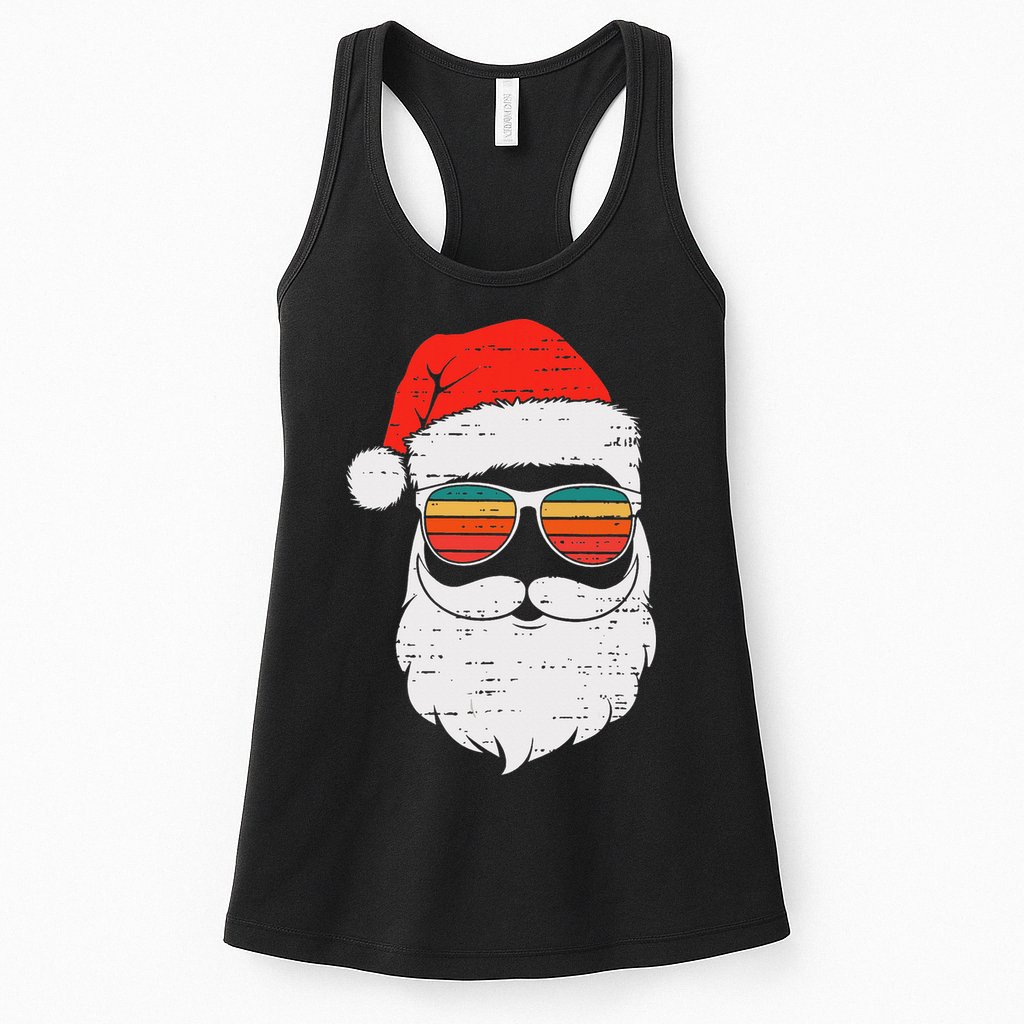 Retro Santa Face Sunglassed Christmas In July Summer Xmas Gift Womens Tank Top