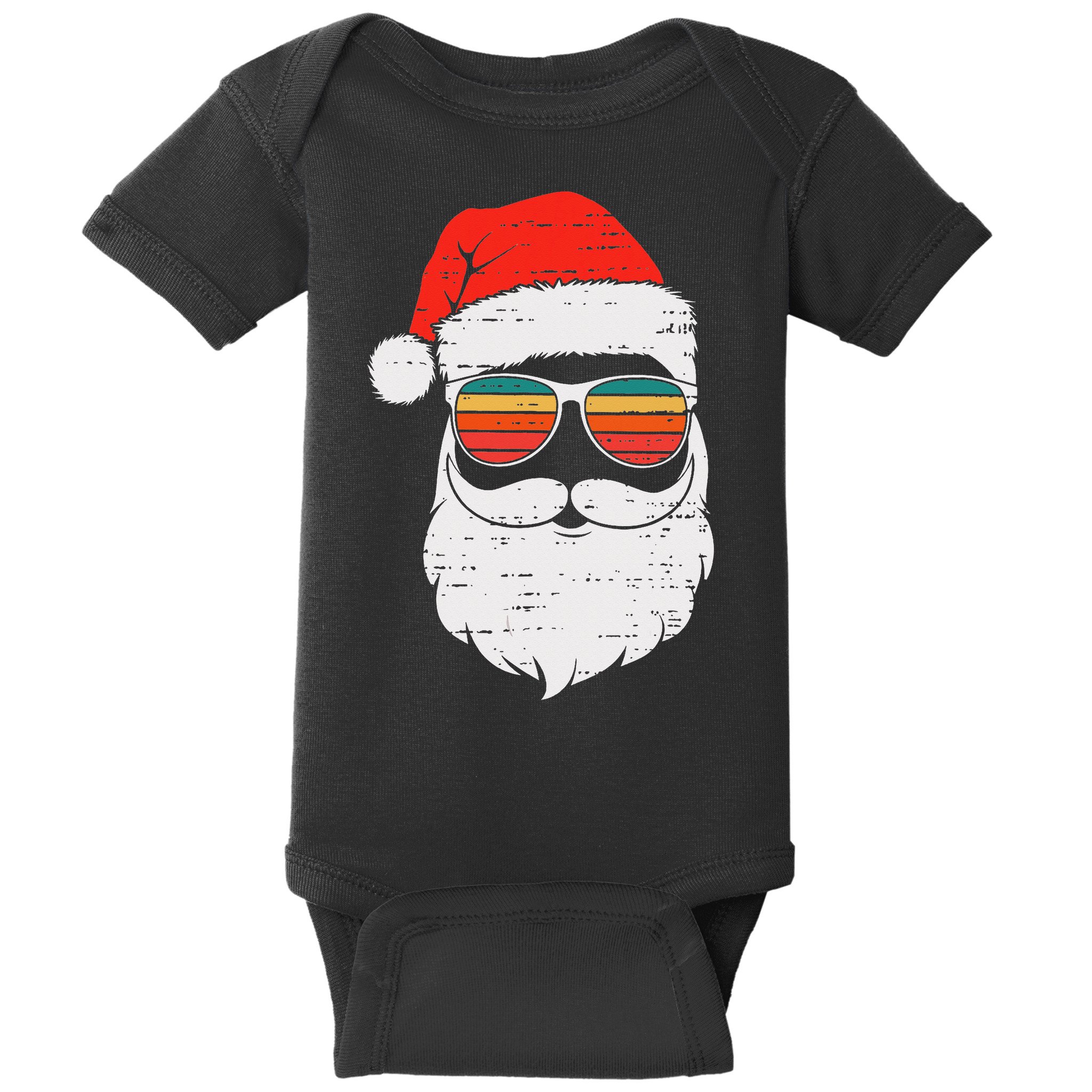 Retro Santa Face Sunglassed Christmas In July Summer Xmas Gift Baby Bodysuit