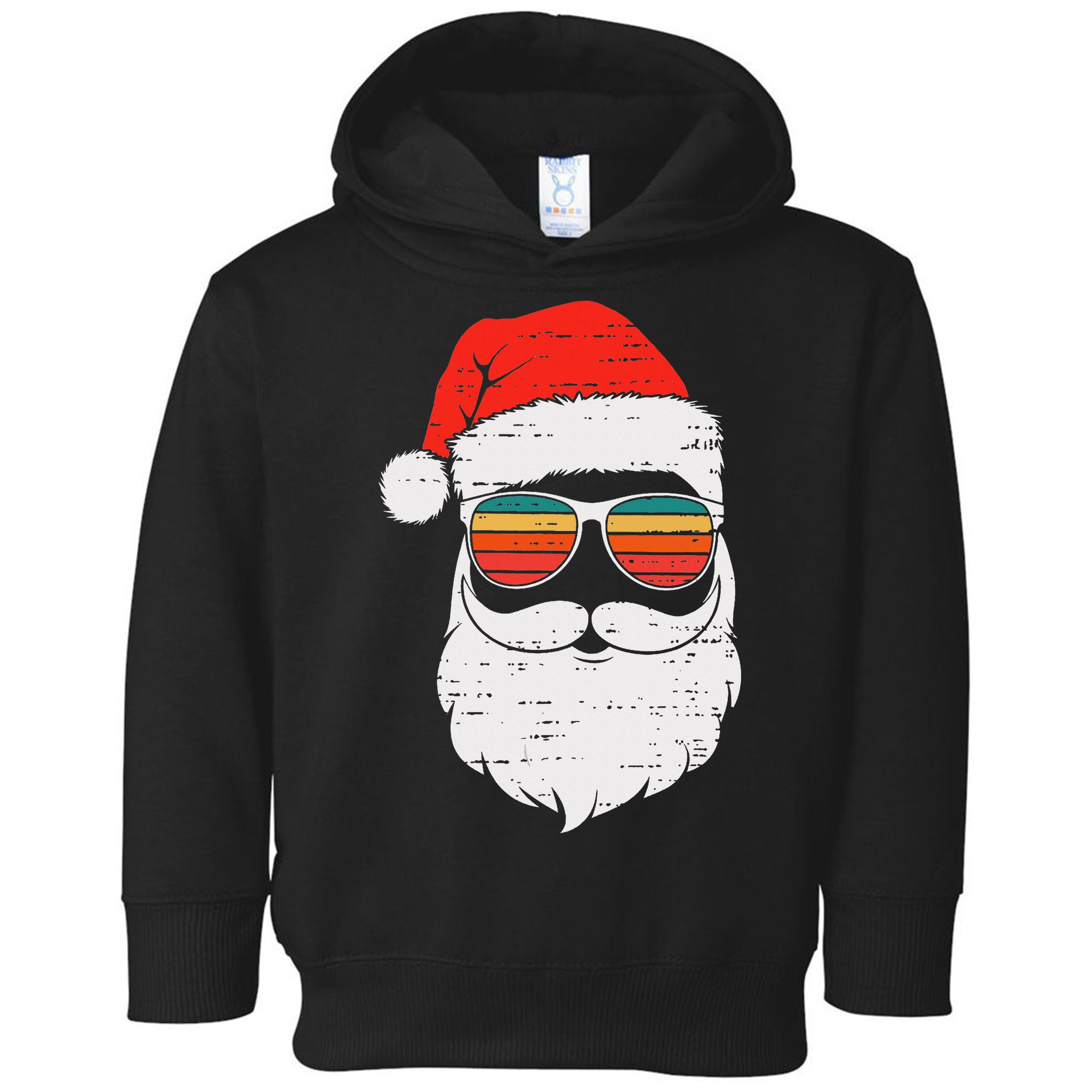 Retro Santa Face Sunglassed Christmas In July Summer Xmas Gift Toddler Hoodie