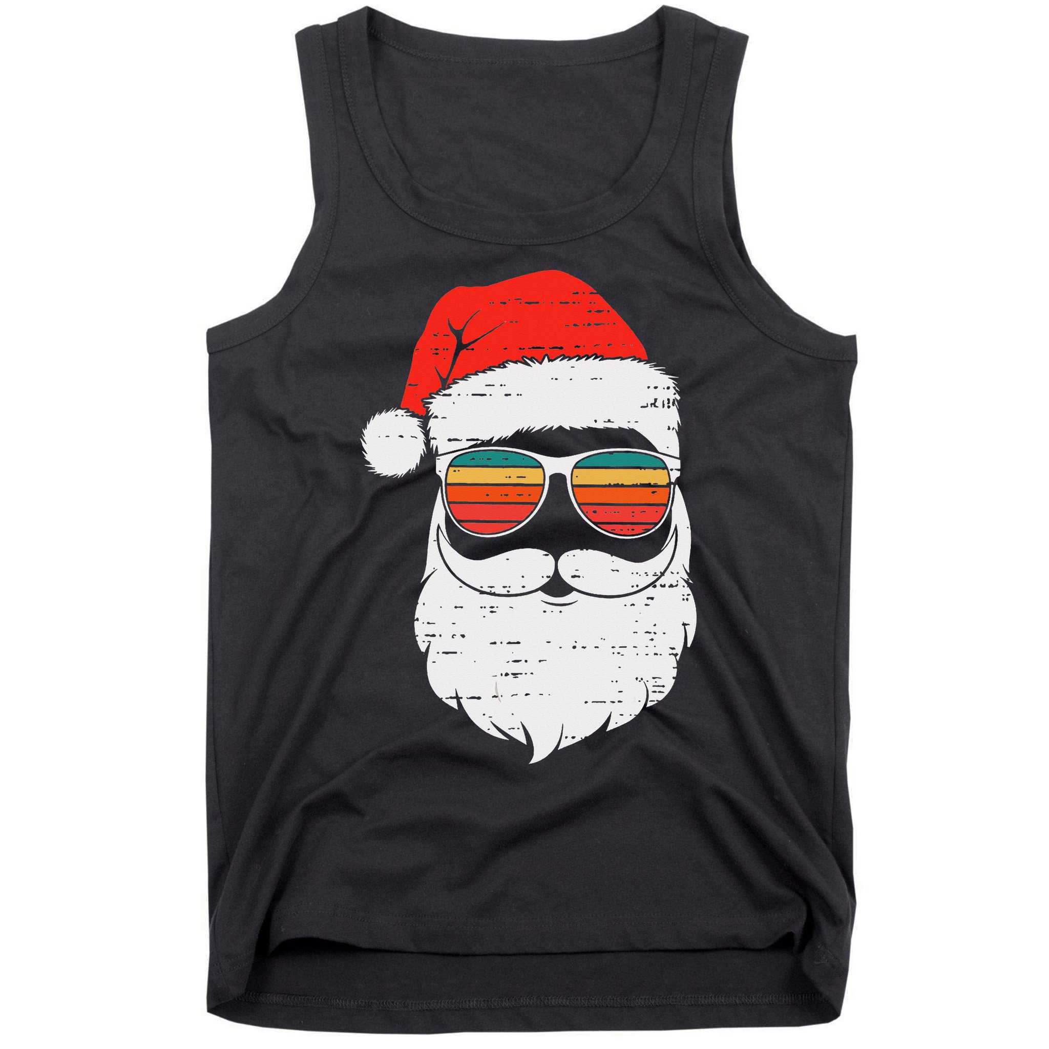 Retro Santa Face Sunglassed Christmas In July Summer Xmas Gift Tank Top