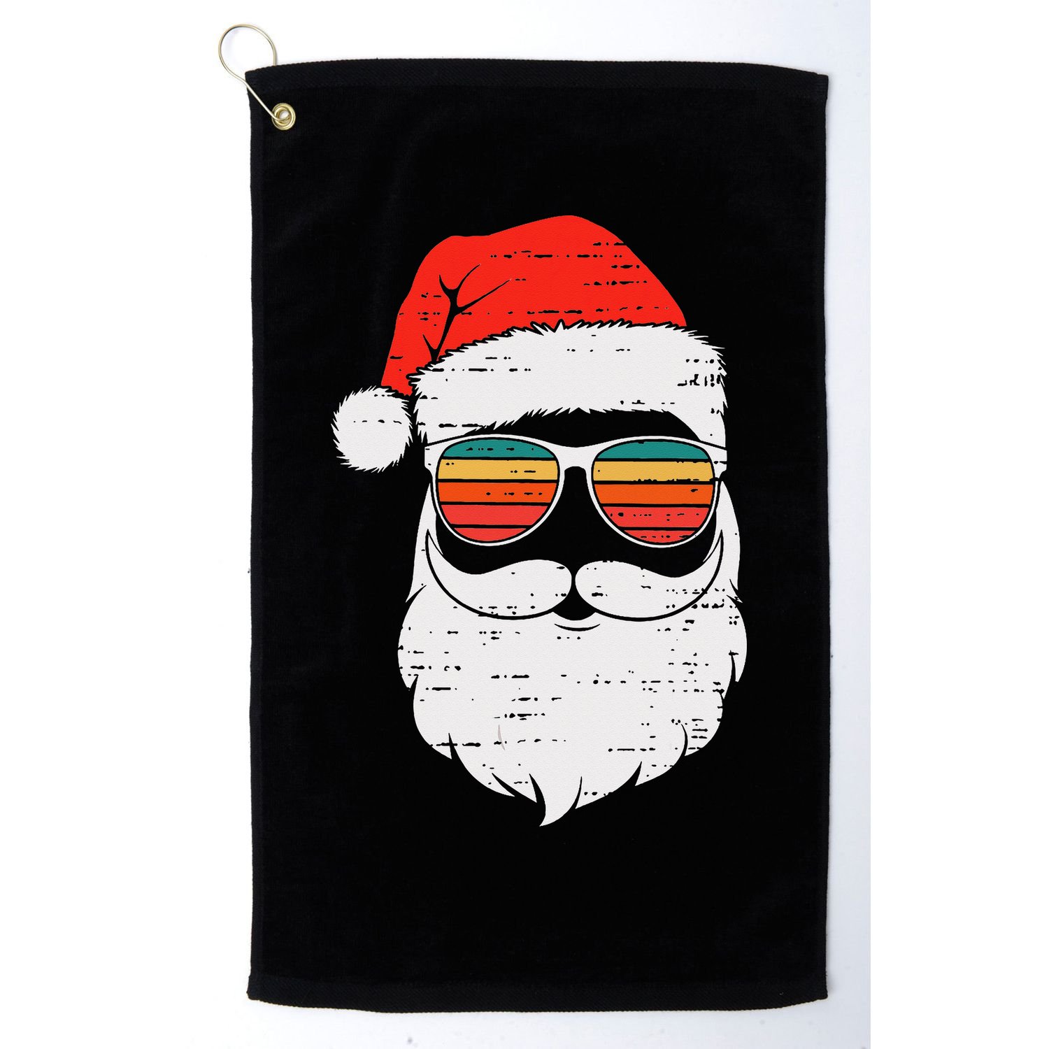 Retro Santa Face Sunglassed Christmas In July Summer Xmas Gift Golf Towel