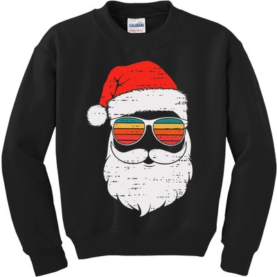 Retro Santa Face Sunglassed Christmas In July Summer Xmas Gift Kids Sweatshirt