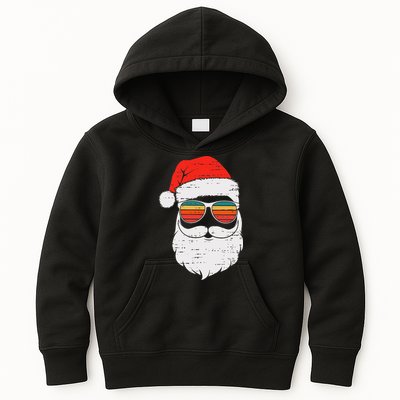 Retro Santa Face Sunglassed Christmas In July Summer Xmas Gift Kids Hoodie