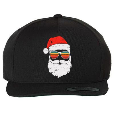 Retro Santa Face Sunglassed Christmas In July Summer Xmas Gift Wool Snapback Cap