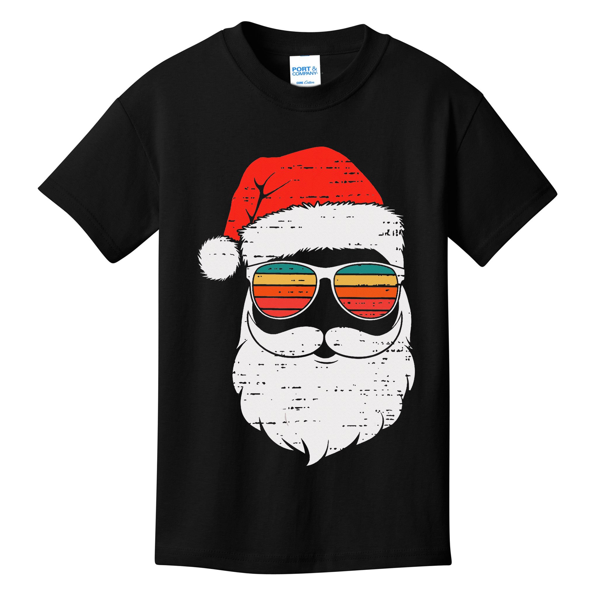 Retro Santa Face Sunglassed Christmas In July Summer Xmas Gift Kids T-Shirt