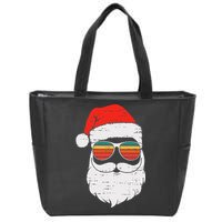 Retro Santa Face Sunglassed Christmas In July Summer Xmas Gift Zip Tote Bag